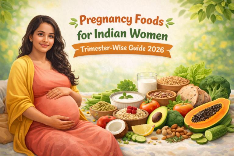 weekly pregnancy diet chart for Indian moms colorful infographic