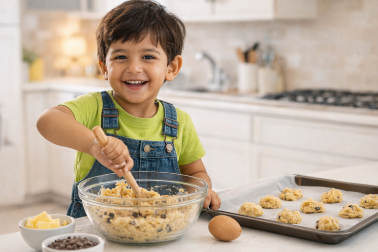 Indian American kid doing life skills activities for kids at home chores build confidence 2026