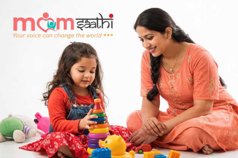 Happy Indian toddler girl stacking toys reaching CDC toddler milestones 1-3 years gentle play 2026