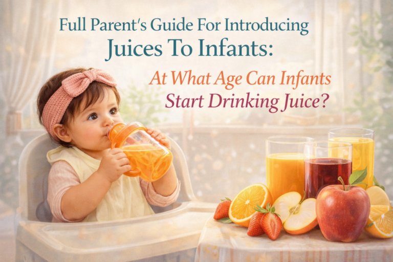 AAP recommendations for baby juice, whole fruits vs juice for infants, safe juice introduction after 12 months.