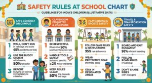 Infographic poster: safety rules at school chart for children in India