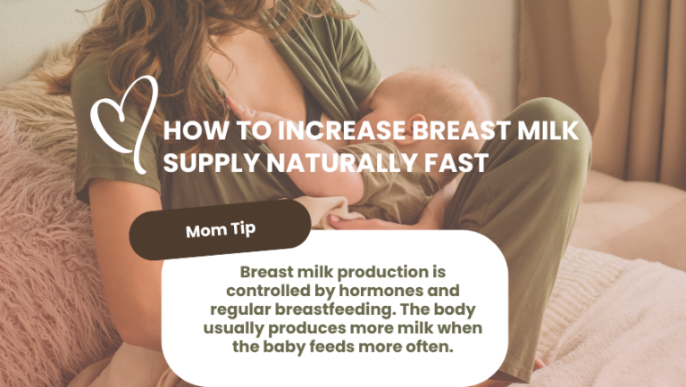 Mother breastfeeding baby with healthy foods and natural remedies to increase breast milk supply