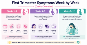 Common first trimester symptoms infographic