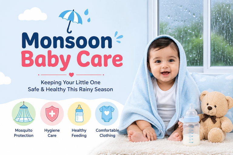 Monsoon baby care tips for newborns, babies and toddlers during the rainy season.