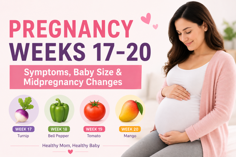 Pregnancy weeks 17 to 20 symptoms infographic
