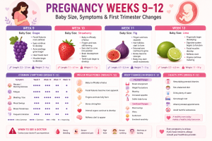 Pregnancy Week 9–12: Symptoms, Baby Size, and First Trimester Changes