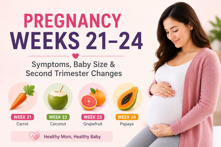Pregnancy weeks 21 to 24 symptoms infographic