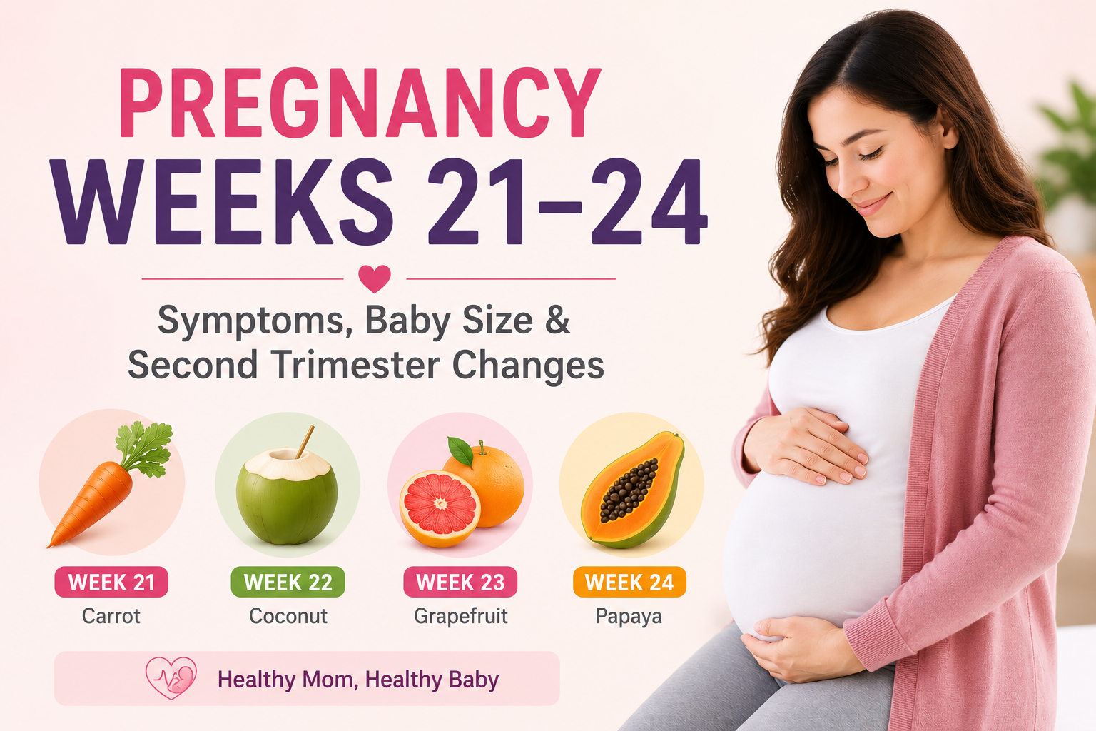 Pregnancy weeks 21 to 24 symptoms infographic