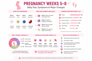 Pregnancy Week 5–8: Baby Size, Symptoms & Major Changes
