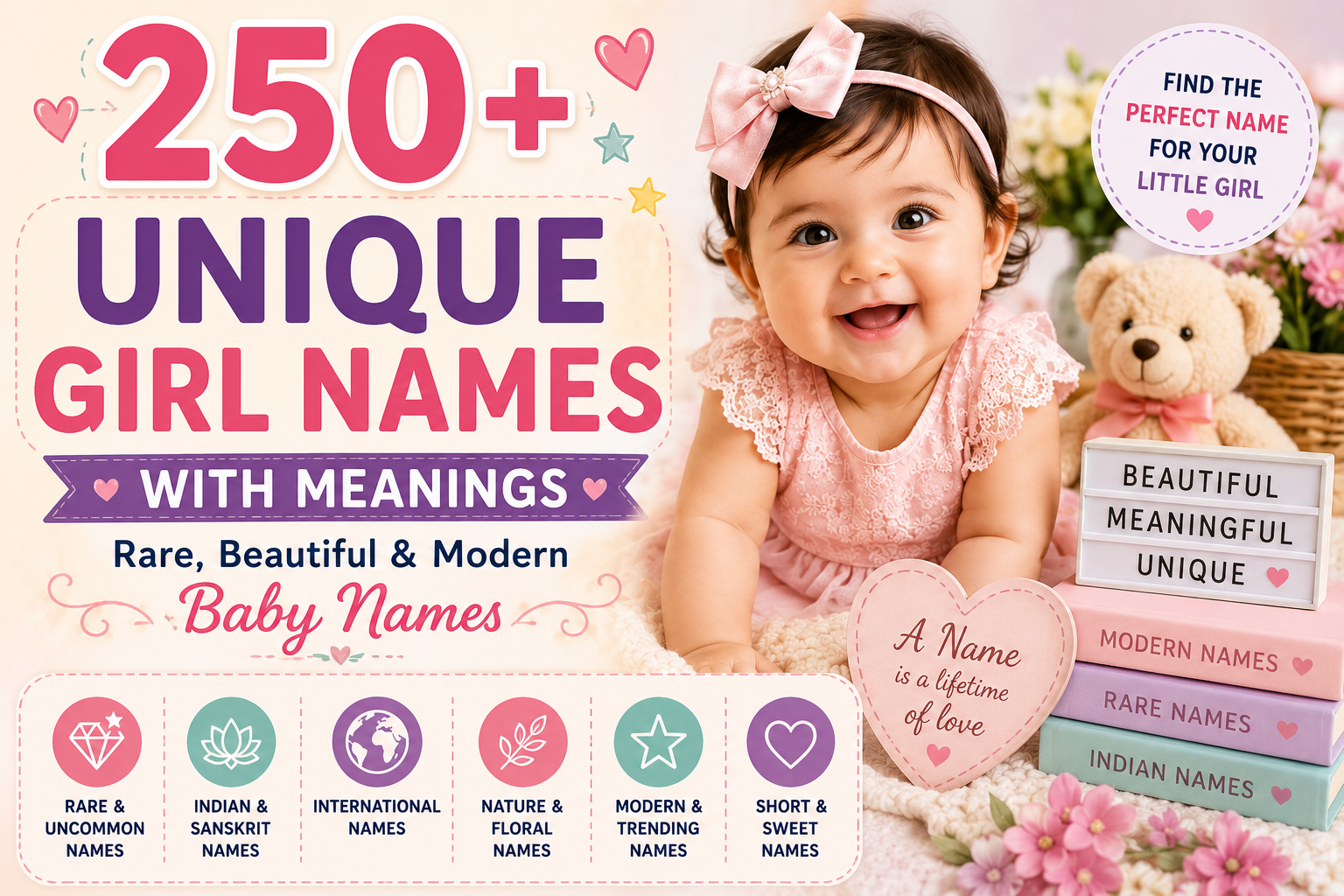 250+ Unique Girl Names With Meanings: Rare, Beautiful & Modern Baby Names