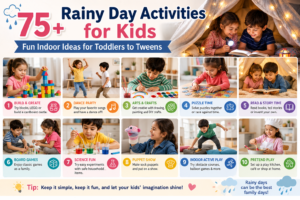 Rainy day activities for kids with fun indoor play, crafts, games and reading ideas