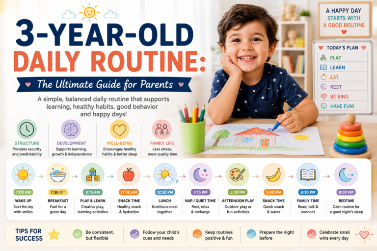 Sample daily routine chart for a 3-year-old toddler