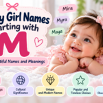 Baby girl names starting with M, with name examples, meanings, origins and naming ideas.